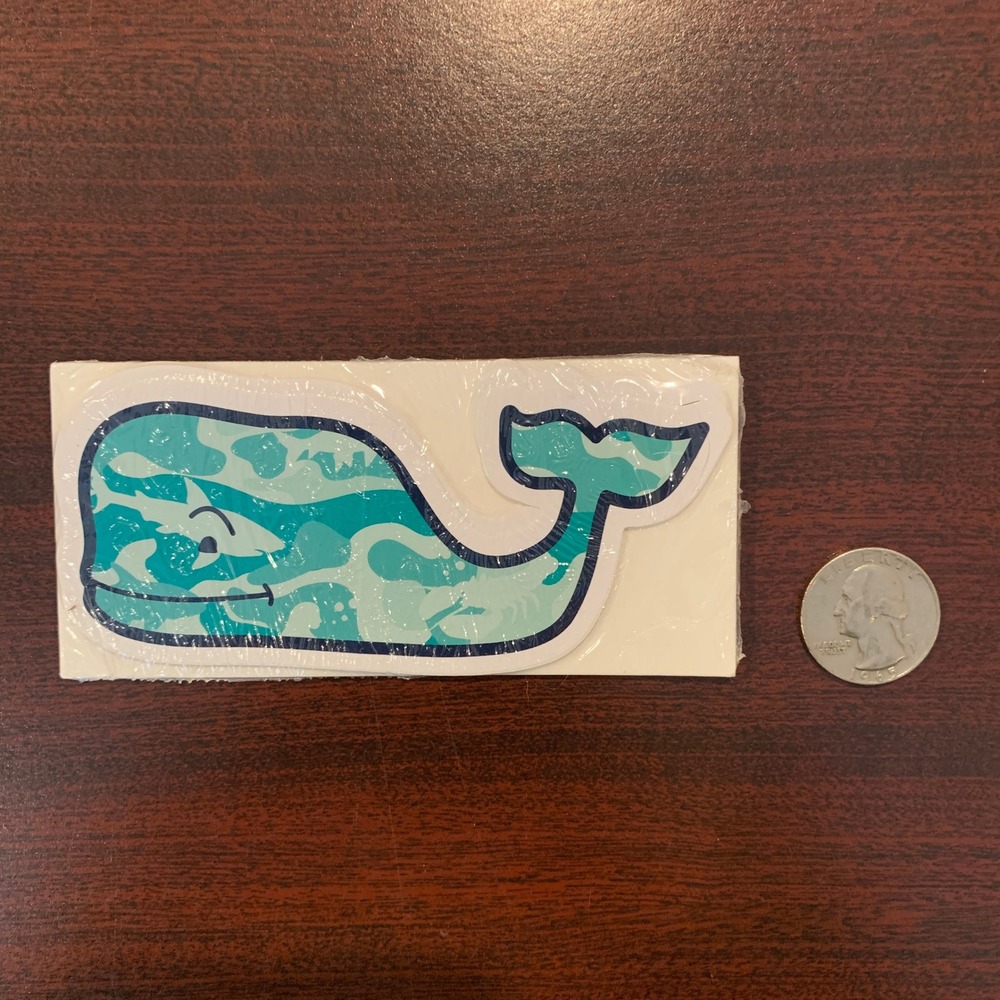 Vineyard Vines Camo Whale Sticker Green Blue Camouflage Decal Pack of 5